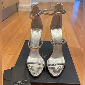 Giuseppe Zanotti silver heels with box